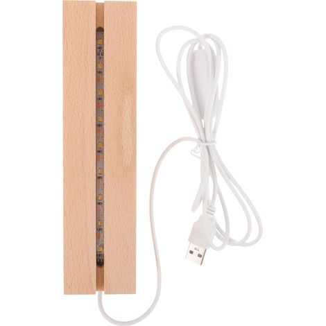 Rectangular Wooden LED Light Stand, Rectangular LED Screen Stand with Rechargeable Minimalist Lighting, Ideal for Glass Artwork and Pieces (1/5)