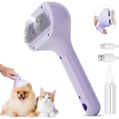 Brosse vapeur pour chat et chien, peigne démêlant, brosse de toilettage pour animaux avec spray (1/5)
