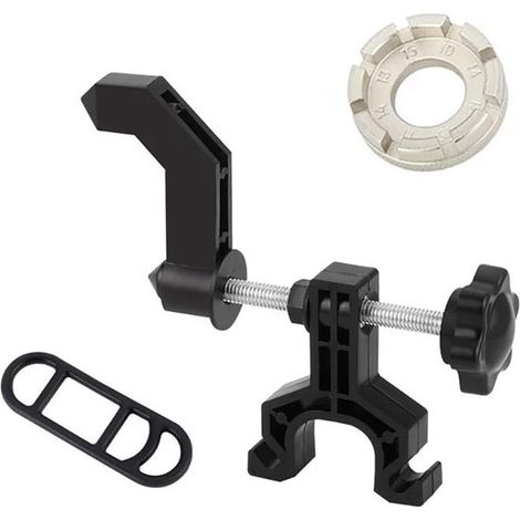 Marco de rueda de bicicleta portátil，mini marco de rueda de bicicleta，llave para radios (negra) (1/5)