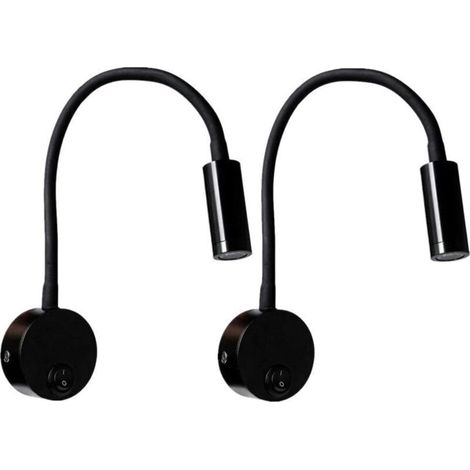 schwarze 3-Watt-Wandleselampen, verstellbare Schreibtischlampe mit flexiblem Hals, Nachttischlampe mit LED-Augenschonschalter (warmweiß)