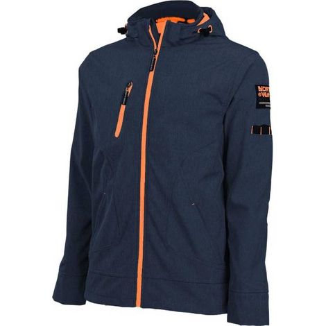 Blouson de Travail en Softshell Borel - Taille M - Marine/Orange Fluo - Résistant et Confortable - D-Work