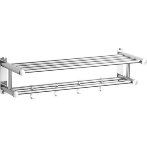 - Porte Serviette Chromé étagère Serviette Barres Porte-Serviettes en Acier Inoxydable 50cm Argent Applicable à la cuisine et à la salle de bain