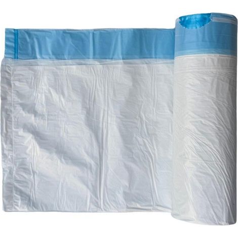 Lot de 60 sacs poubelle jetables, grand format et épais, blancs avec cordon bleu, 50 x 60 cm (1/5)