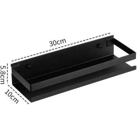 Support de rangement mural, support en acier inoxydable 304, support multifonctions pour fournitures de cuisine (noir 30cm) (1/5)