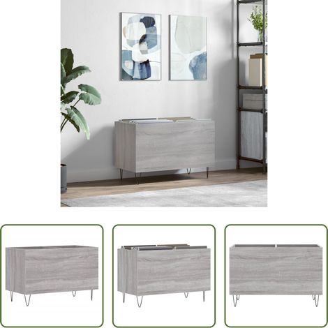 Rangement disques - Armoire à disques sonoma gris 74,5x38x48 cm bois d'ingénierie (1/5)