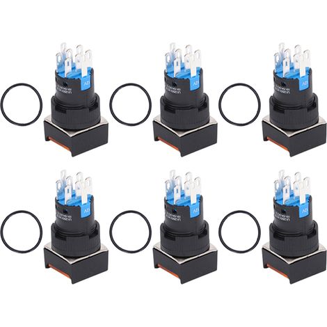 Bouton poussoir 16mm jaune, interrupteur carré auto-maintien, instantané, 8 broches, 12V, lot de 25 pièces, modèle BEM-LA16-22DS-F, contacteur pour panneau. (1/5)