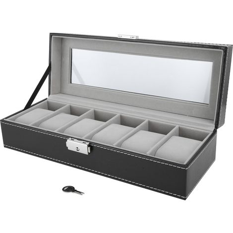 Boîte à montres luxe 6 cases, coffret de rangement et d'exposition pour bijoux et montres délicats. (1/5)