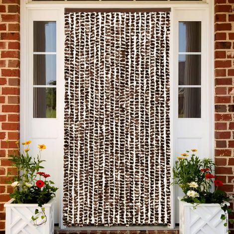 Rideau de porte amovible,Moustiquaire Marron et blanc 90x220 cm Chenille - DH68232 (1/5)