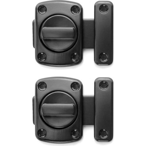 Lot de 2, loquets rotatifs pour porte, Sécurité loquet verrous, Noir (1/5)