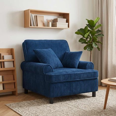 vidaXL Fauteuil XL avec coussins Bleu marine Tissu à 1,5 lignes (1/5)