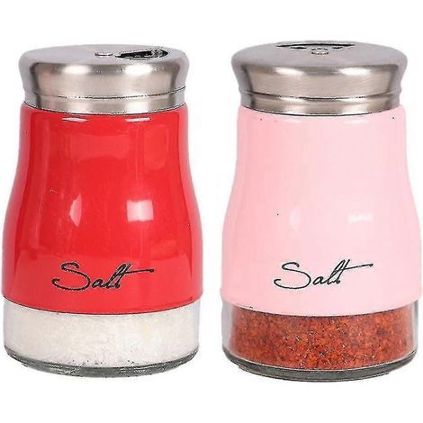 Ensemble de salière et poivrière, Décoration de cuisine, Ensemble de salière et poivrière en verre, Jolie salière - 26-red pink (1/5)
