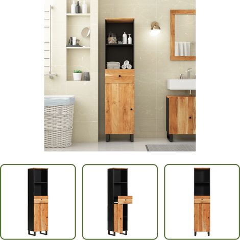 vidaXL Armoire bois acacia - Armoire de salle de bain 38x33x160 cm bois massif d'acacia (1/5)