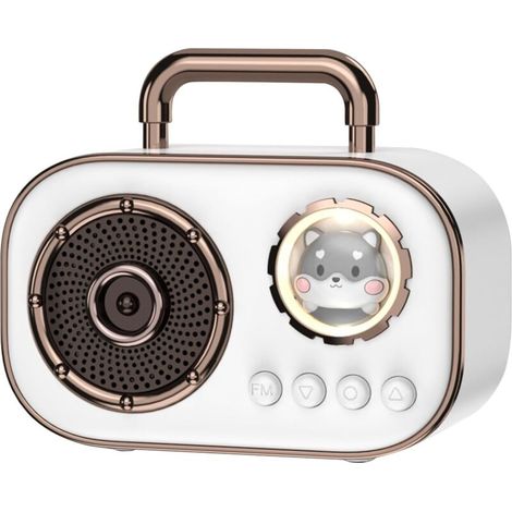 Enceinte Bluetooth sans fil, mini enceinte portable mignonne avec microphone intégré, un cadeau idéal pour la maison, le bureau ou une utilisation générale, blanche.