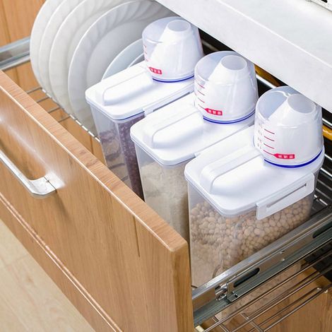 Boîte De Rangement Pour Riz - Boîte Transparente En PP De 2 L - Pour Céréales Riz Farine - Hauteur 29 Cm - 1 Pièce (1/5)