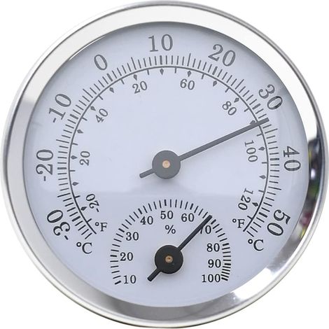 Thermometer-Hygrometer für den Innenbereich – 1 Stück – Silbernes Metall – Präzise Messung von Luftfeuchtigkeit und Temperatur – Für Zuhause, Sauna, Büro – 58 x 13,5 mm (1/5)