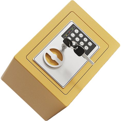 Coffre-fort mural ignifugé et étanche + pochette pour documents avec clavier et 2 clés de rechange - Sécurité numérique pour documents, argent, or, bijoux et objets de valeur - Coloris champagne doré  (1/5)