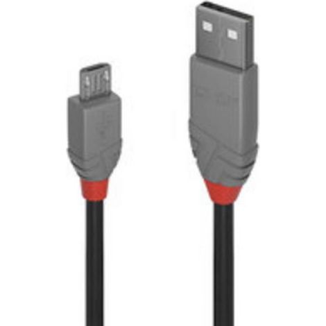 Câble USB A vers Micro-USB B - 5 m - USB 2.0 - 480 Mbit/s - Noir Gris (1/3)