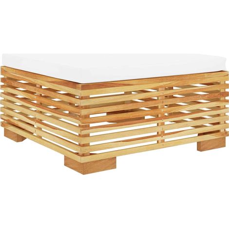 Maison Exclusive - Gartenhocker mit Creme Kissen Massivholz Teak (1/5)