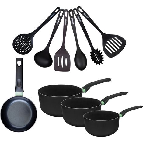 Set de 1 poêle 16 cm, 3 casseroles antiadhésives céramique 16, 18 et 20 cm et 6 ustensiles Fackelmann Brandao (1/5)