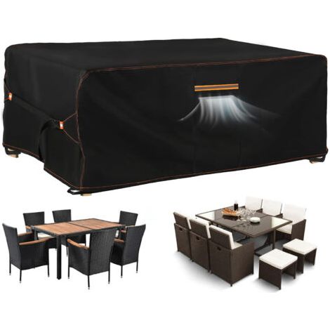 Gartenmöbelabdeckung 420D Oxford-Gewebe wasserdicht, Gartenmöbelplane, wetterfeste Schutzhülle für Gartentisch mit Belüftung, 180x120x74cm (1/5)