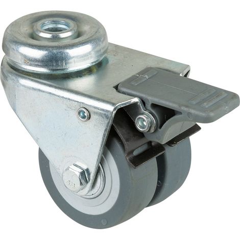 BS Rollen BS Appartedoppelrolle B121, Lenkrolle Festst., Rad-Ø 50 mm, Tragkr. 60 kg, Kugellager, thermopl. Gummi grau (1/2)
