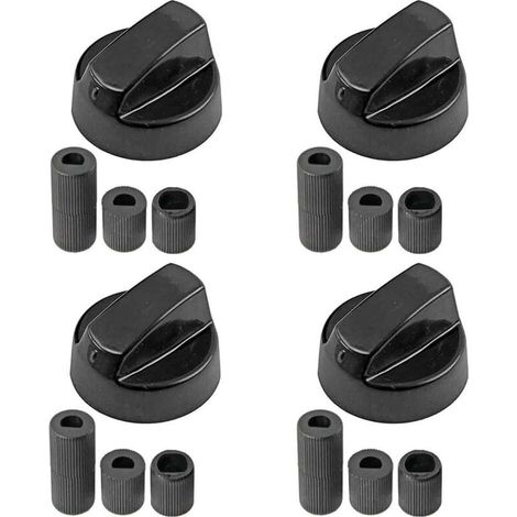 Bouton De Commande Universel - Lot De 4 - Noir - 5 Adaptateurs - Pour Four Et Plaque De Cuisson - Diamètre 4 Cm (1/5)
