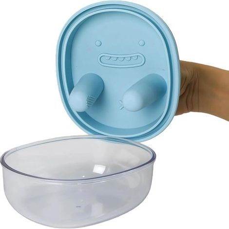 Contenitore per snack - Design 2 in 1 - Mantiene le mani pulite - Coperchio in silicone con scanalature per le dita - Riutilizzabile, ideale per viaggi e campeggio.
