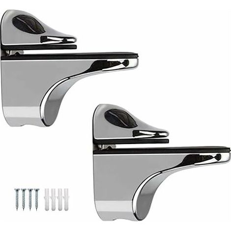 Lot de 2 supports de fixation réglables pour étagère en verre. Pinces de serrage pour étagère murale en verre, compatibles avec les étagères en bois et en verre de 5 à 22 mm d'épaisseur. (1/5)