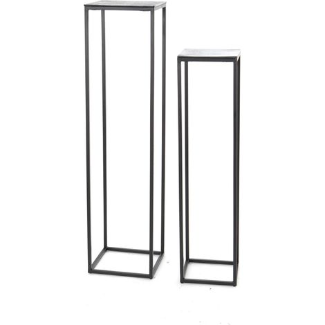 Amadeus - Lot de 2 sellettes hautes en aluminium noir irisé H120 cm (1/2)