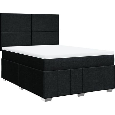 vidaXL Giroletto a Molle con Materasso Nero 140x200 cm in Tessuto (1/5)