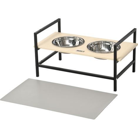 Gamelle chien surélevée double porte-gamelle avec 2 bols amovibles en acier, hauteur réglable 11/21,5/32 cm et 1 tapis