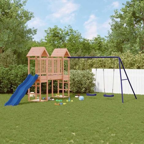Aire de jeux extérieure : Aire de jeux d'extérieur bois de pin imprégné jeu extérieur enfant, aire de jeu jardin, balançoire enfant , pour jardin, usage domestique , enfant 3-8 ans (1/5)