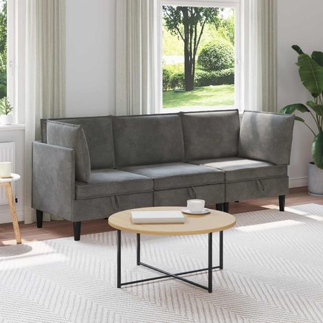 vidaXL Set di mobili per il soggiorno 3 pcs Grigio Scuro Velluto