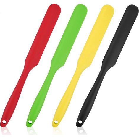 4-teiliges Set Silikonspatel, hitzebeständige Gummispatel, antihaftbeschichtete Cremeschaber, nahtloser Küchenspatel, Wachsapplikator für Zuhause, Salon, Backen (1/5)