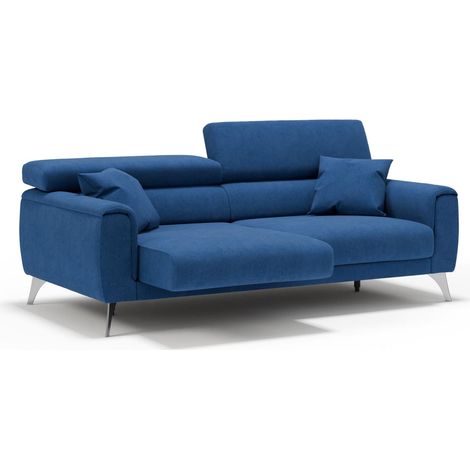 Caravaggio Sofa mit verschiebbaren Sitzen aus wasserfestem, weichem Stoff T02 169 cm Blau
