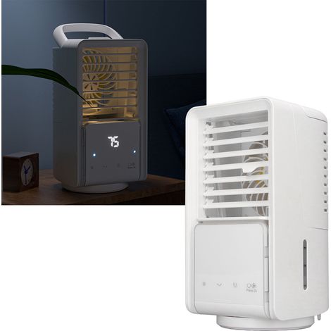 Mini-USB-wiederaufladbarer Outdoor-Ventilator mit Sprühfunktion, Luftkühler, kleinem Luftbefeuchter, wassergekühltem Tischventilator, tragbarer oszillierender Luftkühler (links/rechts). (1/5)