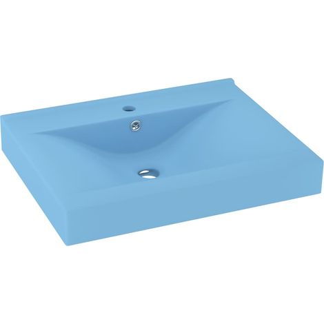 Lavabo con orificio para grifo lavabo sobre encimera WC lavabo baño cocina interior de casa 60 x 46 cm azul claro mate cerámica 020002764
