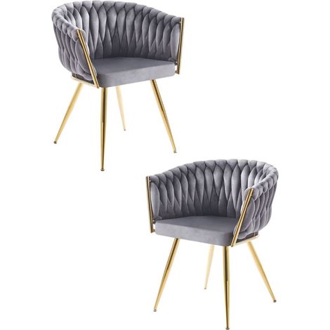 Packs Sillas Comedor - Pack 2 Sillas Widny Golden Terciopelo - Gris oscuro (1/5)