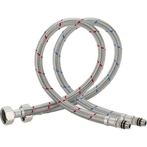 Lot de 2 raccords flexibles pour robinet mitigeur intégré de cuisine/lavabo, norme britannique, M10 x 1/2, longueur 600 mm (1/4)