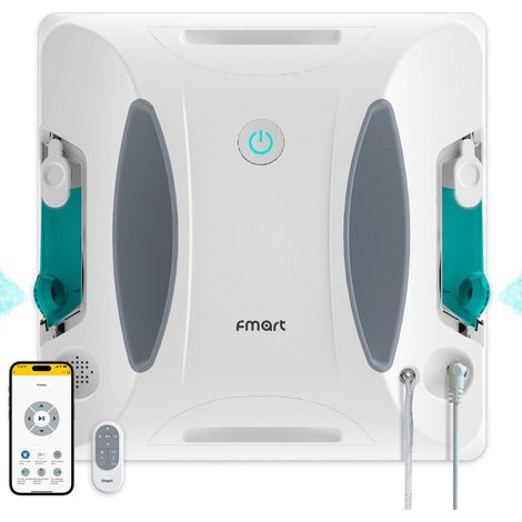 Robot nettoyeur de vitres Fmart W6, aspiration puissante de 3800 Pa, double pulvérisation d'eau automatique avec double réservoir d'eau de 50 ml, détection intelligente des bords (1/5)
