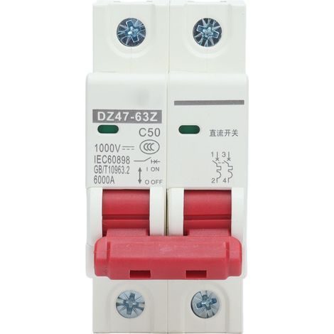 Miniatur-Gleichstrom-2-poliger Trennschalter für Solar-Photovoltaikanlagen, DIN-Schienenmontage, 1000 V, 50 A, DZ47-63Z C50 (1/5)