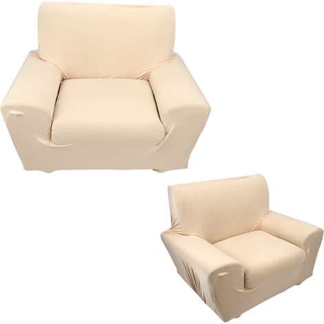 Copridivano elastico antiscivolo e antipiega per soggiorno e camera da letto, 1 posto (beige).