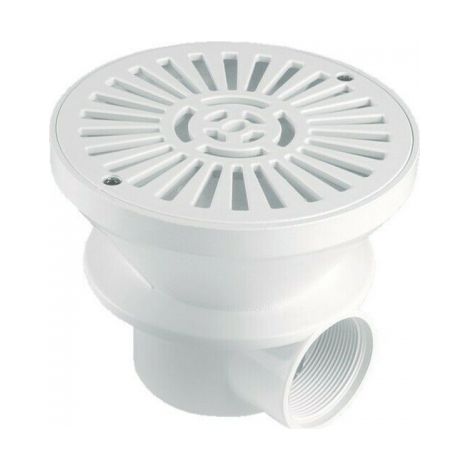 Sumidero Piscina Hormigón ABS  Cuerpo y Reja Color Blanco  Salida 2" (Ø 63mm)  Seguridad Fondo Obra Gresite