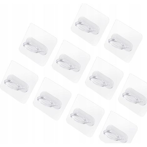 Confezione da 10 grucce trasparenti multifunzionali, per uso domestico, non richiedono foratura. (1/5)