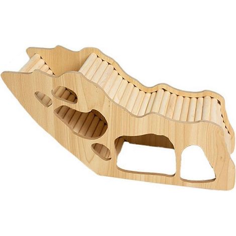 Maison en bois lavable et cachée pour hamster, petit château pour animaux de compagnie avec échelle d'escalade, tunnel pour souris naine (1/5)