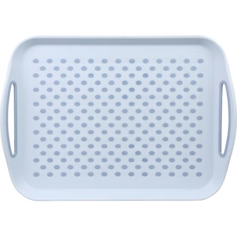 Plateau de service bleu antidérapant avec poignées 41,5 x 28,5 x 4,5 cm (1/4)