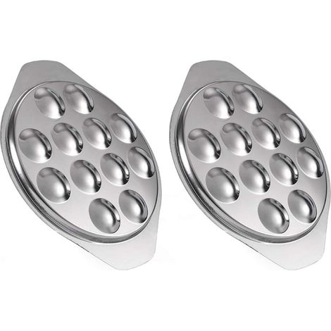 2 Assiette à Escargots, 12 Trous, Acier Inoxydable, Plat de, Four et Lave-vaisselle
