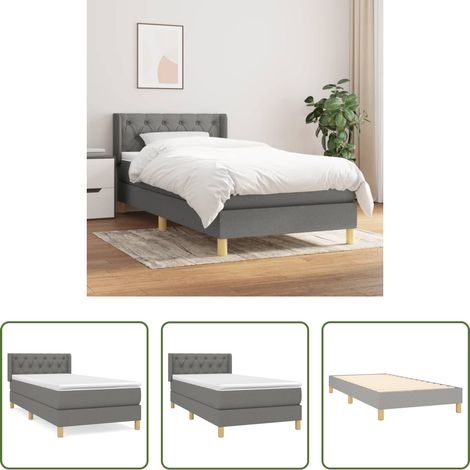 vidaXL Tête de lit réglable - Sommier à lattes de lit avec matelas Gris foncé 80x200 cm Tissu (1/5)