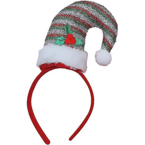 Diadema con gorro de Papá Noel de lentejuelas y corona brillante dorada, accesorios para el cabello con temática navideña. (1/5)