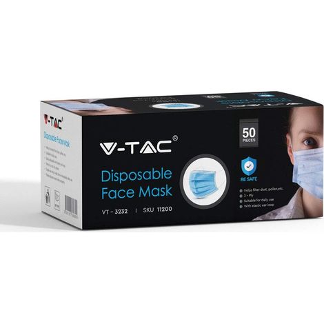 Masque chirurgical en tissu à 3 couches avec boucles auriculaires V-TAC VT-3232 (1/4)
